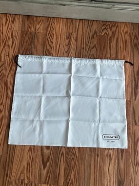 COACH White Brown Silk Drawstring Dust Bag